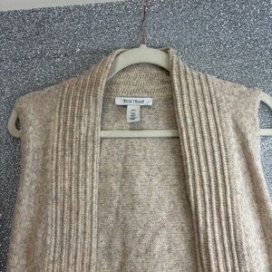 White House Black Market Cream Cardigan with Ribbed Knit Detailing